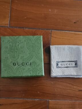 Gucci Green Patterned Jewelry Box with Beige Branded Dust Pouch